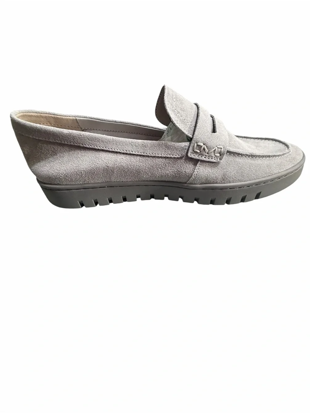 Vionic Classic Women’s Suede Penny Loafers in Light Gray